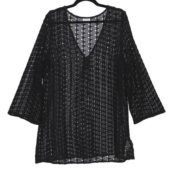 LCW Black Knit Swim Coverup Tunic Dress Size 2XL - Picture 2 of 5
